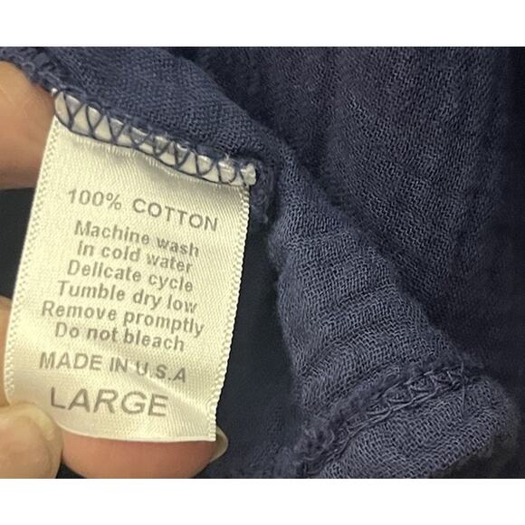 Kealopiko Blue Crinkle Short Sleeve Tunic Top Women’s Sz Large - Picture 7 of 7